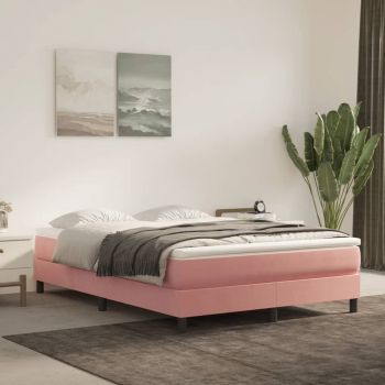 vidaXL Saltea de pat cu arcuri, roz, 140x200x20 cm, catifea