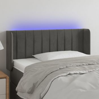 vidaXL Tăblie de pat cu LED, gri închis, 103x16x78/88 cm, catifea