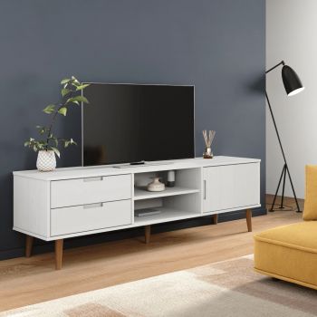 vidaXL Comodă TV, alb, 158x40x49 cm, lemn masiv de pin