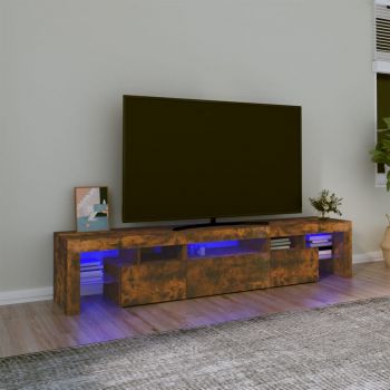 vidaXL Comodă TV cu lumini LED, stejar fumuriu,200x36,5x40cm
