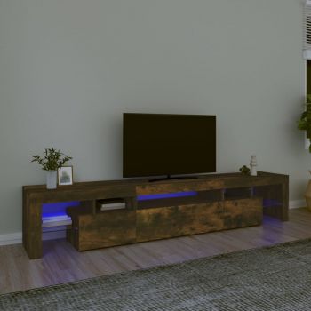 vidaXL Comodă TV cu lumini LED, stejar fumuriu, 215x36,5x40 cm