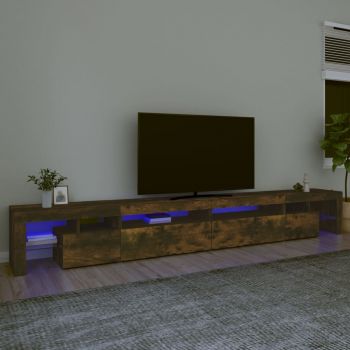 vidaXL Comodă TV cu lumini LED, stejar fumuriu290x36,5x40cm