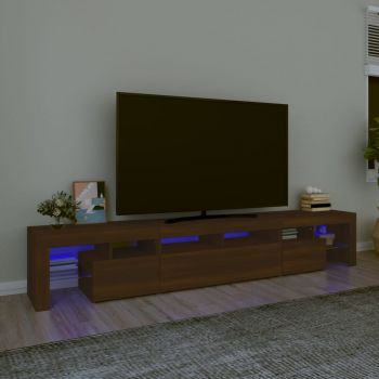 vidaXL Comodă TV cu lumini LED, stejar maro, 230x36,5x40 cm