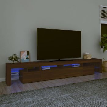 vidaXL Comodă TV cu lumini LED, stejar maro, 260x36,5x40 cm