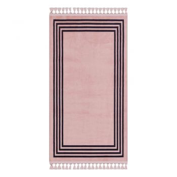 Covor tip traversă roz lavabil 300x100 cm - Vitaus