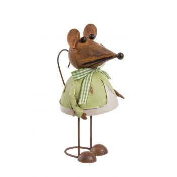Decoratiune Amelie Mouse, Bizzotto, 7.5 x 15 cm, otel, verde ieftina