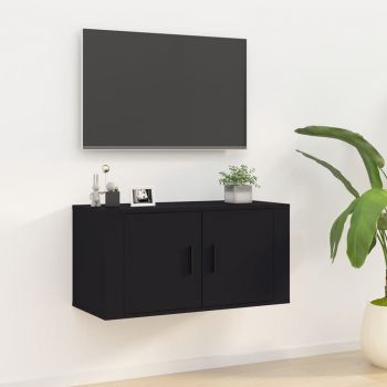 vidaXL Dulap TV montat pe perete, negru, 80x34,5x40 cm