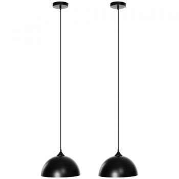 HOMCOM Lustra suspendata in stil industrial cu inaltime reglabila, plafoniera cu 2 piese metalice suspendate, Ø30x126cm, negru | Aosom RO