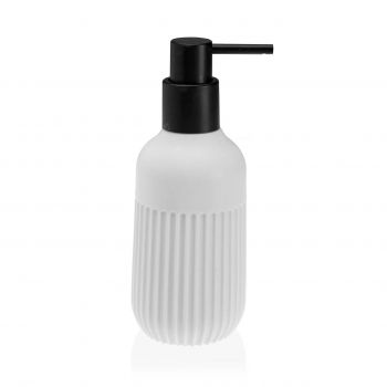 Dispenser sapun lichid Stria, Versa, 6.5 x 6.5 x 18.5 cm, polirasina, alb