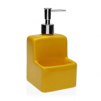 Dozator detergent lichid cu suport burete Ellery, Versa, 11.2 x 9.8 x 19 cm, dolomit, galben