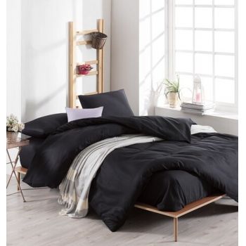 Lenjerie de pat dubla King Quilt(EU) Paint, EnLora Home, 3 piese, 240x220 cm, amestec bumbac, negru