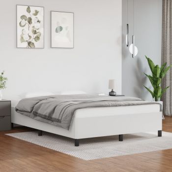 vidaXL Cadru de pat, alb, 140x200 cm, piele ecologică