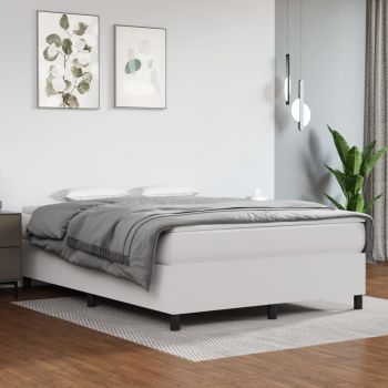 vidaXL Cadru de pat box spring, alb, 140x200 cm, piele ecologică