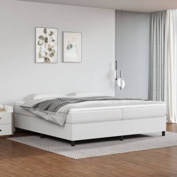 vidaXL Cadru de pat box spring, alb, 200x200 cm, piele ecologică