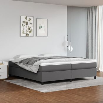 vidaXL Cadru de pat box spring, gri, 200x200 cm, piele ecologică