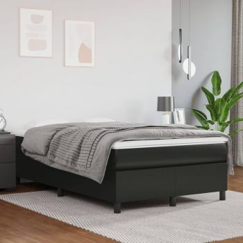 vidaXL Cadru de pat box spring, negru, 120x200 cm, piele ecologică
