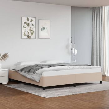 vidaXL Cadru de pat, cappuccino, 200x200 cm, piele ecologică