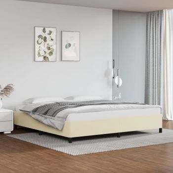 vidaXL Cadru de pat, crem, 200x200 cm, piele ecologică