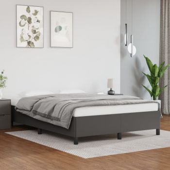vidaXL Cadru de pat, gri, 140x200 cm, piele ecologică