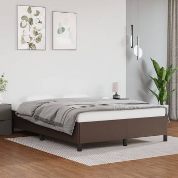 vidaXL Cadru de pat, maro, 140x200 cm, piele ecologică