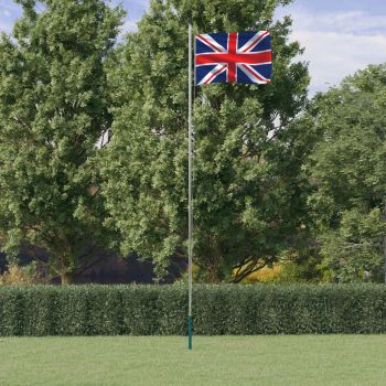 vidaXL Steag Marii Britanii și stâlp din aluminiu, 6,23 m