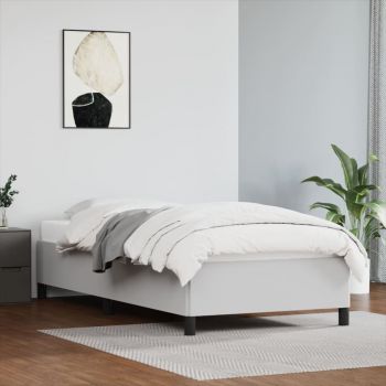 vidaXL Cadru de pat, alb, 90x200 cm, piele ecologică