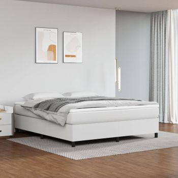 vidaXL Cadru de pat box spring, alb, 160x200 cm, piele ecologică