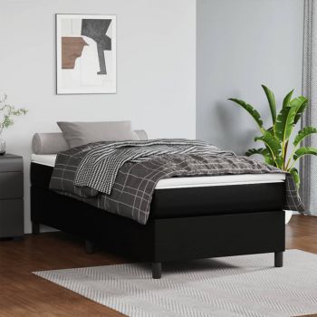 vidaXL Cadru de pat box spring, negru, 90x190 cm, piele ecologică
