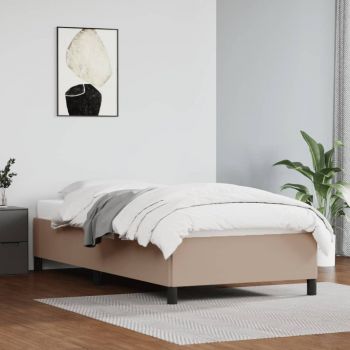 vidaXL Cadru de pat, cappuccino, 90x190 cm, piele ecologică