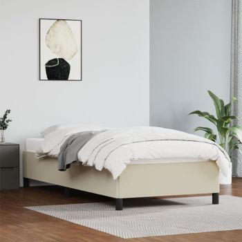vidaXL Cadru de pat, crem, 100x200 cm, piele ecologică