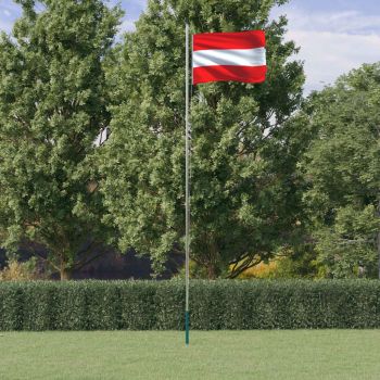 vidaXL Steag Austria și stâlp din aluminiu, 6,23 m