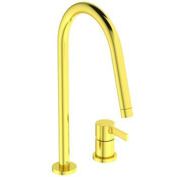 Baterie bucatarie Ideal Standard Gusto din 2 elemente 218mm pipa R rotativa brushed gold