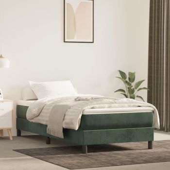 vidaXL Saltea de pat cu arcuri, verde închis, 90x190x20 cm, catifea