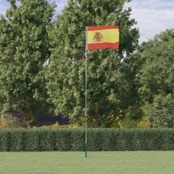 vidaXL Steag Spania și stâlp din aluminiu, 5,55 m