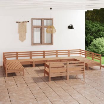 vidaXL Set mobilier de grădină, 13 piese, maro miere, lemn masiv pin