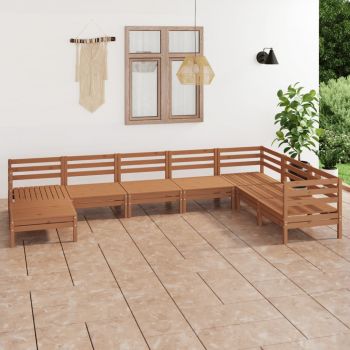 vidaXL Set mobilier de grădină, 8 piese, maro miere, lemn masiv de pin