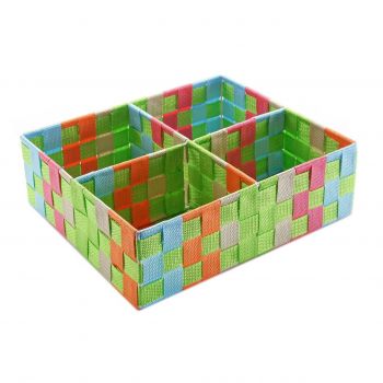 Cutie depozitare cu 4 compartimente Multicolor, Versa, 32 x 27 x 10 cm, textil ieftina