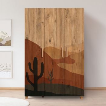 Dulap pentru haine, Vella, Leva Desert, 120 x 189 x 48 cm, pal melaminat, multicolor