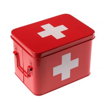 Cutie pentru accesorii de prim ajutor First Aid Kit, Versa, 21.5 x 14.3 x 15.7 cm, otel, rosu ieftina
