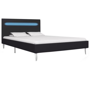 vidaXL Cadru de pat cu LED-uri, negru, 120x200 cm, material textil