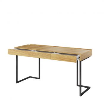 Masa de birou din pal, cu 3 sertare, pentru copii si tineret, Teen Flex TF415 Large Natural / Negru, L150xl61xH76 cm