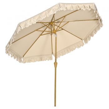 Outsunny Umbrela pentru gradina cu inclinare si manivela, Umbrela de exterior pentru masa cu acoperis dublu, kaki | AOSOM RO ieftina