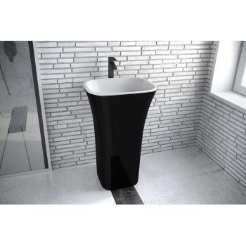 Lavoar free-standing Besco Assos Black & White 40x50x85cm compozit mineral negru