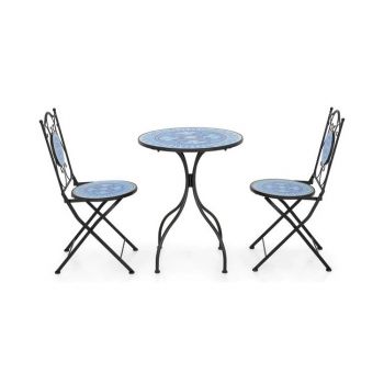 Set 2 scaune Florals pliabile si masuta,albastru ieftin