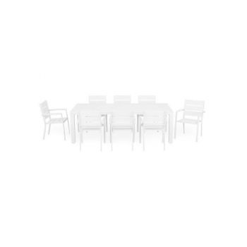 Set ESCALE 8 scaune si masa dreptunghiulara,alb