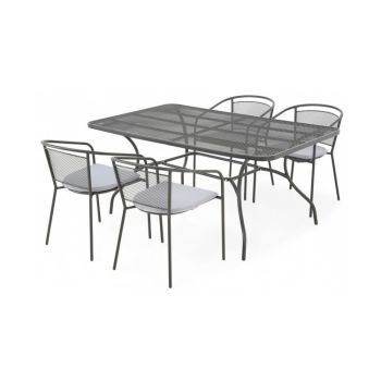 Set mobilier metalic pentru terasa si gradina, cu 4 scaune si masa, Berlin la reducere