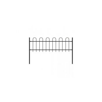 Gard de gradina cu varf curbat, negru, 1,7 x 0,6 m, otel
