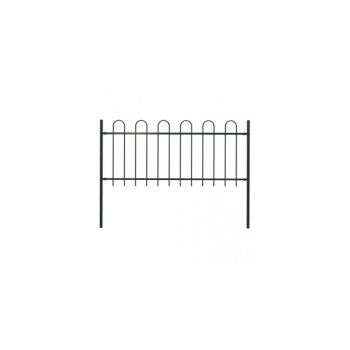Gard de gradina cu varf curbat, negru, 1,7 x 1 m, otel