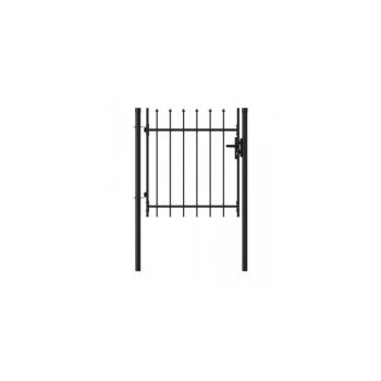 Poarta de gard cu o usa, varf ascutit, negru, 1 x 1 m, otel