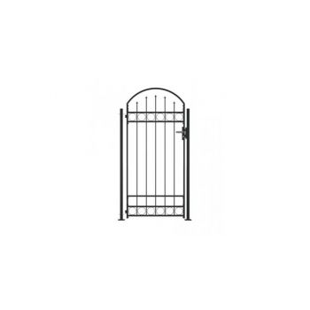 Poarta de gard cu varf arcuit si 2 stalpi, negru, 100 x 200 cm